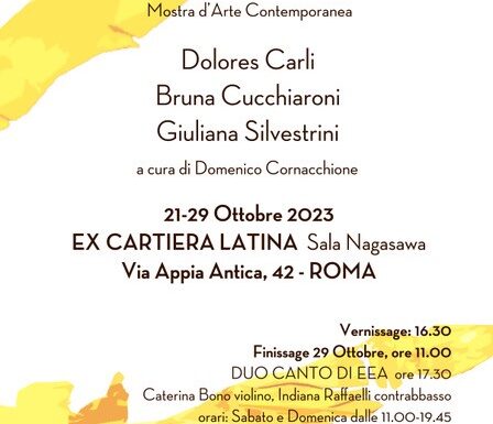 Flussi Vitali, la nuova mostra di Dolores Carli, Bruna Cucchiaroni e Giuliana Silvestrini a cura di Domenico Cornacchione